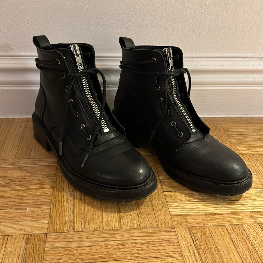 Rag n Bone zip-front black combat boot Size 37